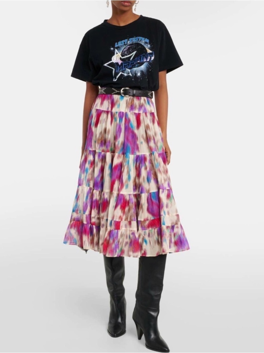 Marant Etoile Elfa printed Cotton Midi Skirt